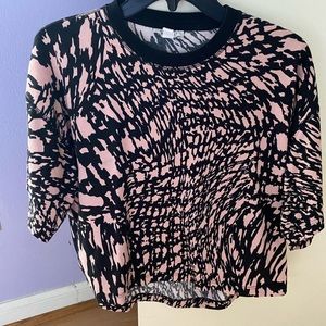 TOPSHOP Boxy Top Black and Pink Striped